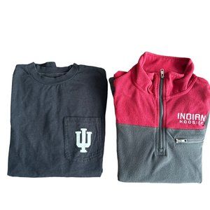 Indiana Hoosiers 1/4 Zip Pullover Sweatshirt & LS Shirt Size Medium Lot of 2